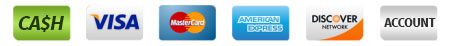 Payment options: Cash, Visa, Mastercard, American Express, Discover, and Account.