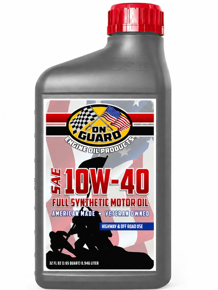 GN Quaker 10W-40 motorcycle engine oil bottle with red cap and label