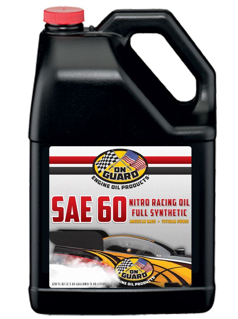 Black jug of SAE 5W-30 full synthetic motor oil with red cap and handle