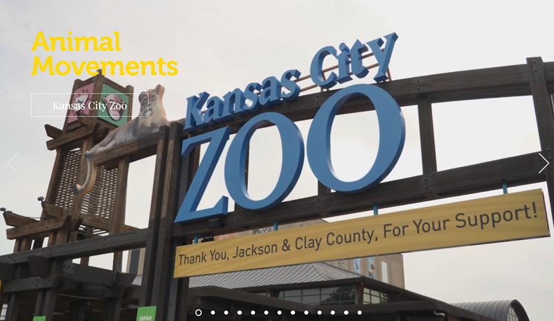 Kansas City Zoo entrance sign with Animal Movements and a thank-you banner