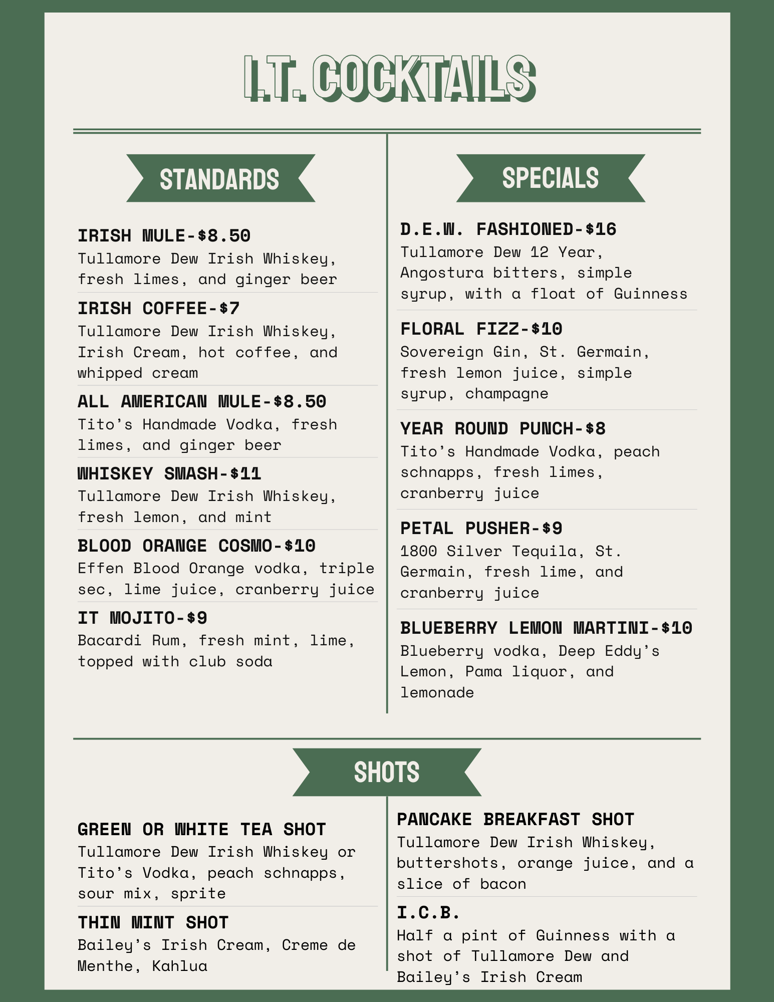 Specials Irish Tavern Waterford