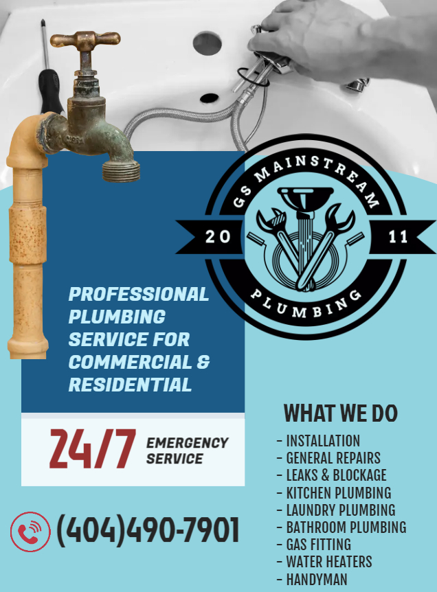 A flyer for gs mainstream plumbing service