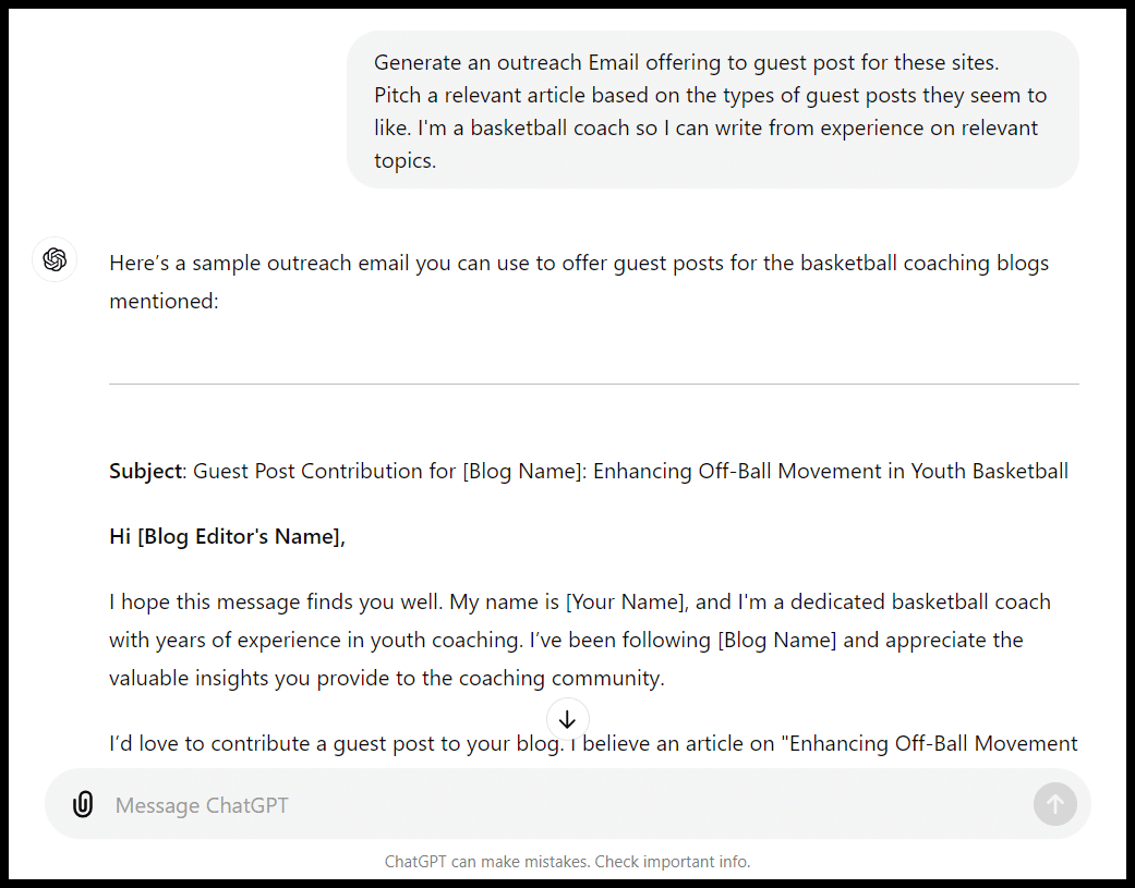 Screenshot of an email from a chatbot with a subject about contributions to official Microsoft channels.