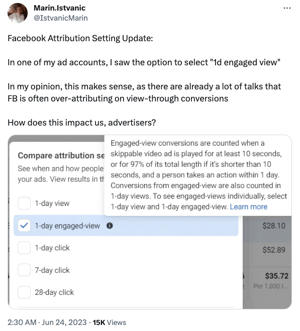 Screenshot of Facebook ads settings update, showing
