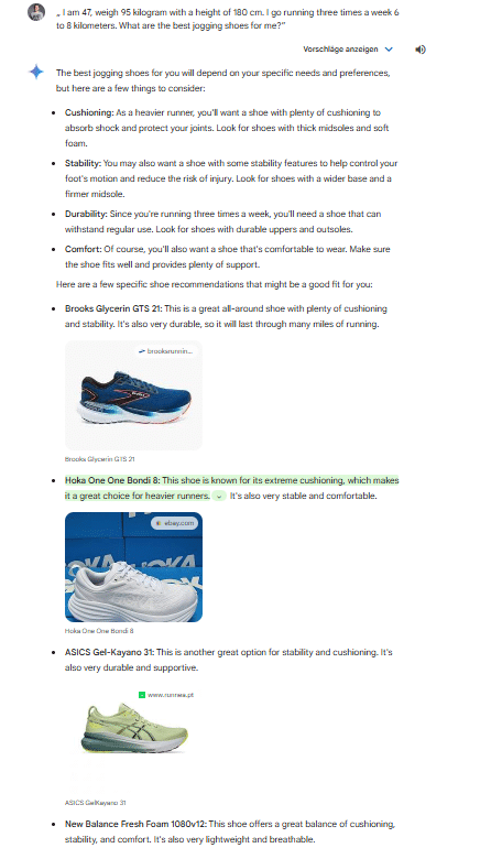 Text about running shoes, with shoe images.