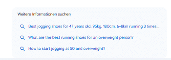 Suggestions for jogging shoe recommendations: related queries.