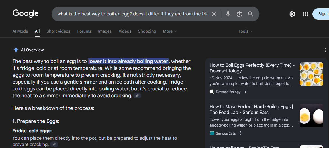Google search results: 