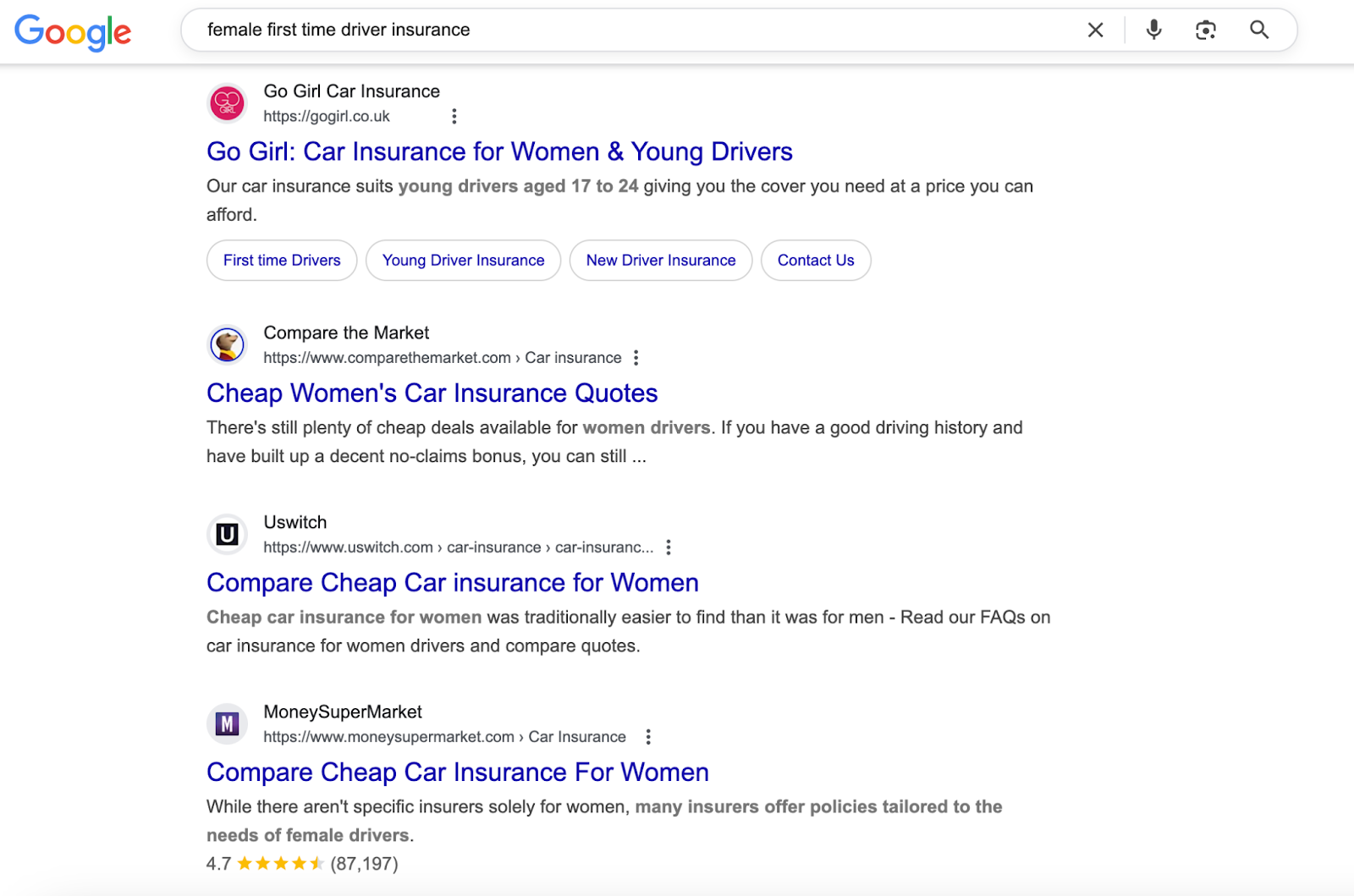 Google search results for 