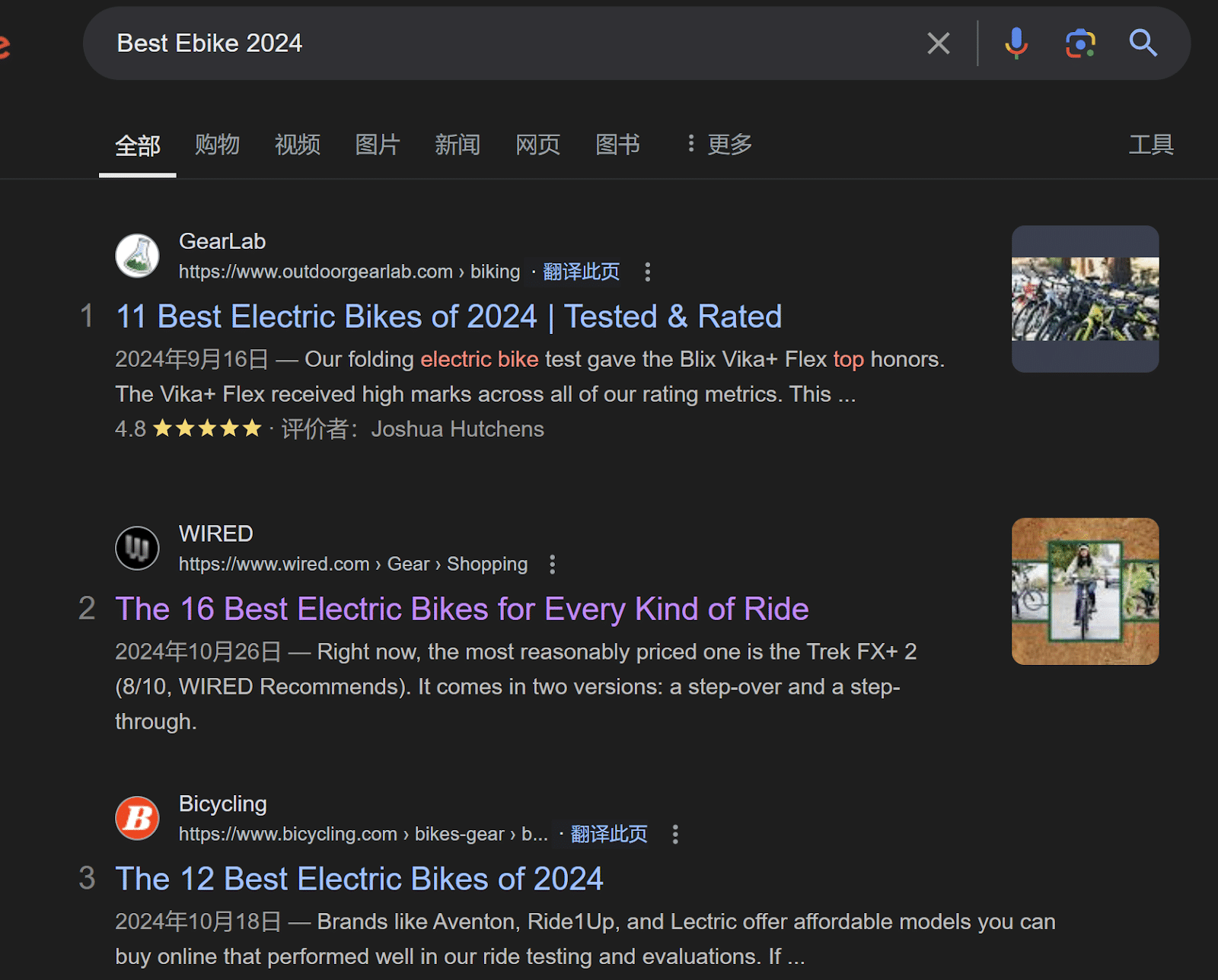 Google search results for 