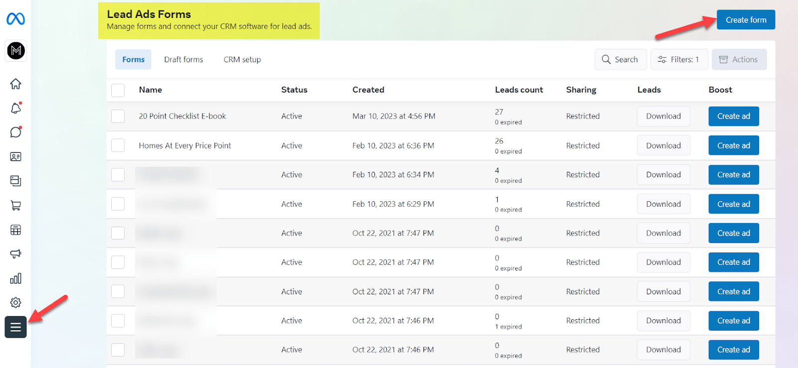 Screenshot of a data table with a 