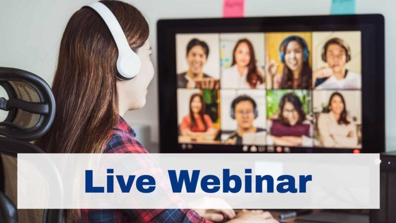 Woman with headphones on in a video call, with 