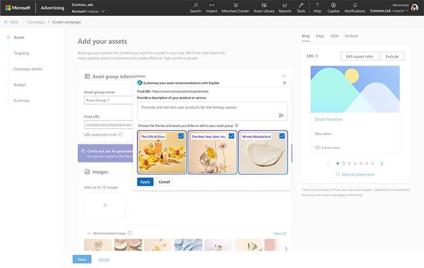 Screenshot of the Microsoft Advertising 