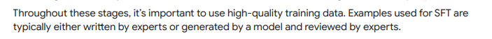 Text describing the use of high-quality learning data for SPT, created by experts or models and reviewed.