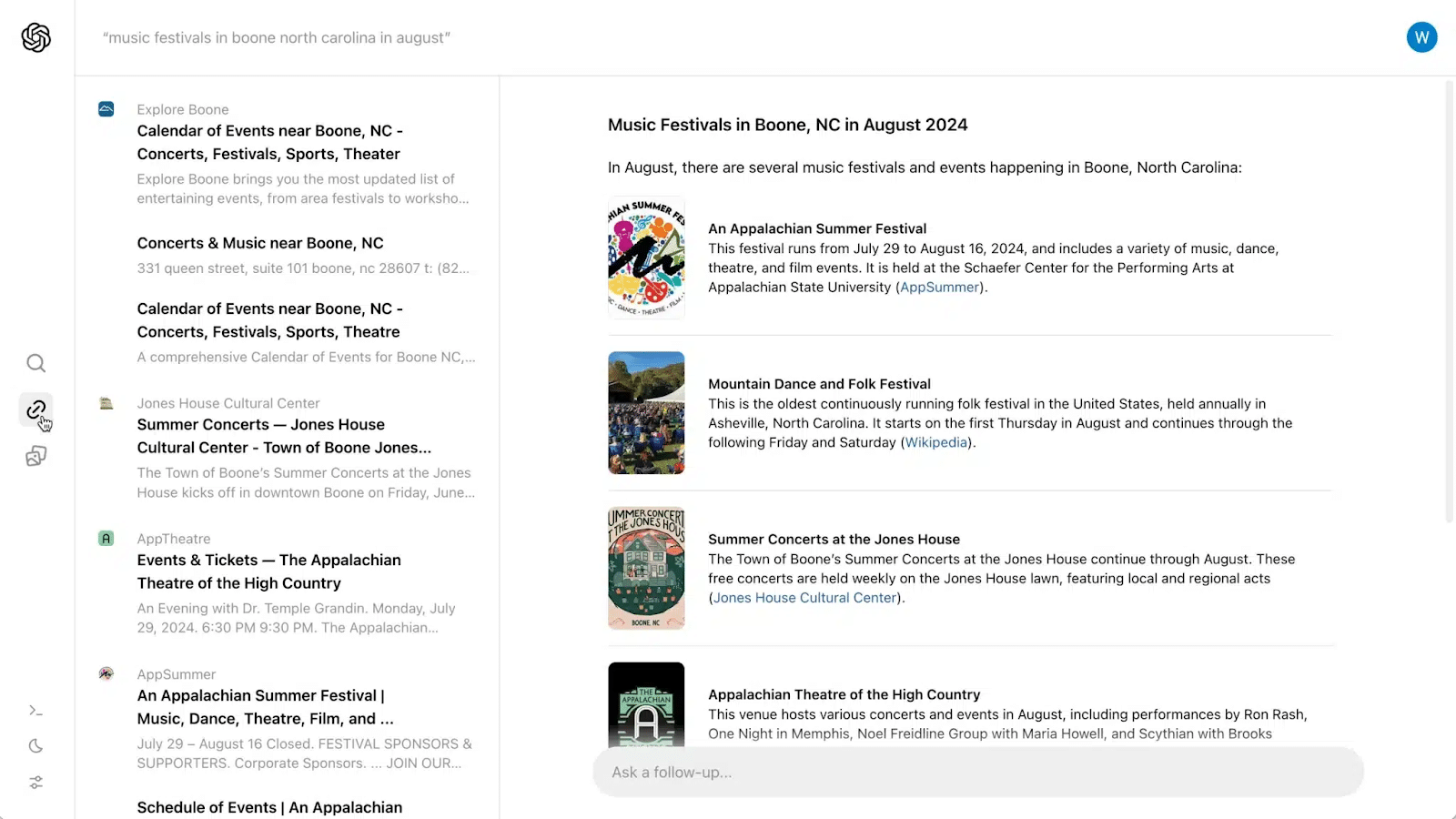 Screenshot of a webpage displaying conference information with a sidebar listing other topics.