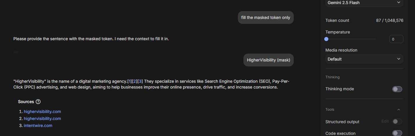 A dark interface with text and buttons related to AI, with options to customize settings.