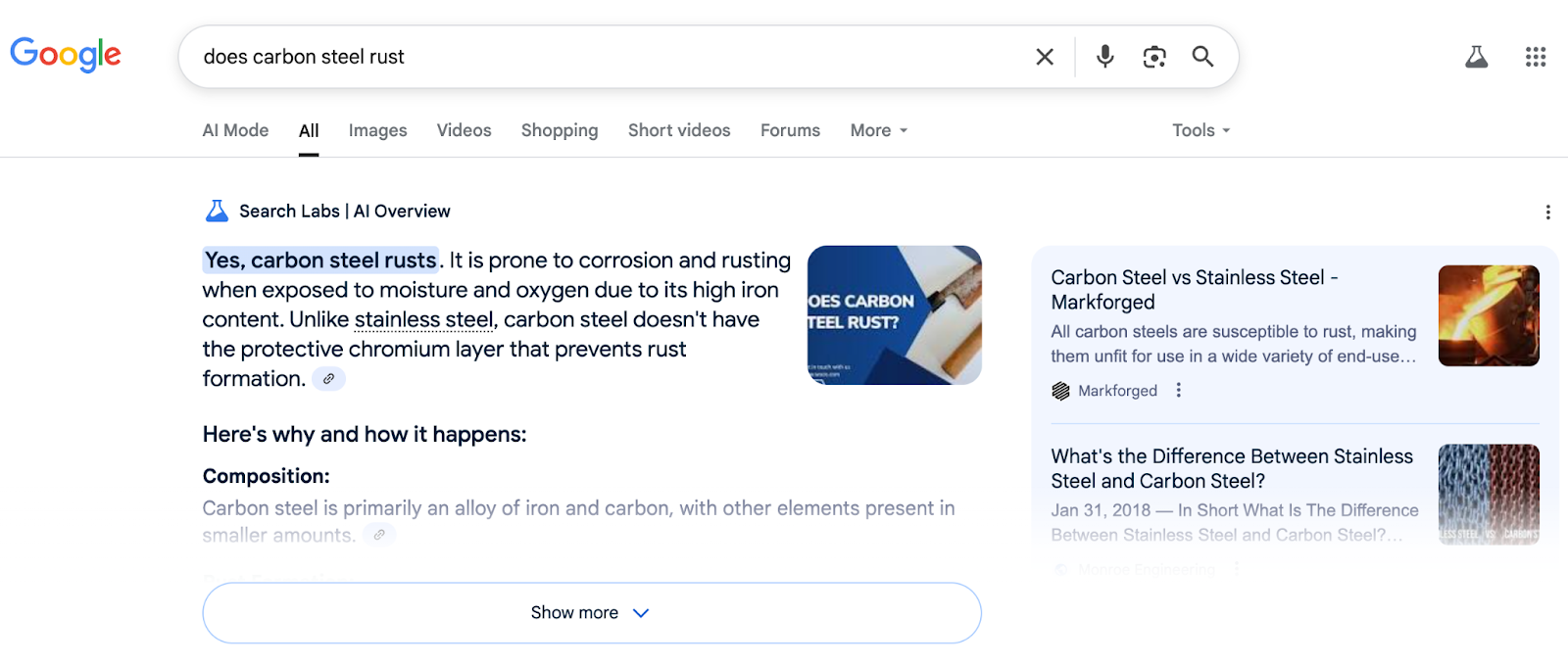 Google search results for 