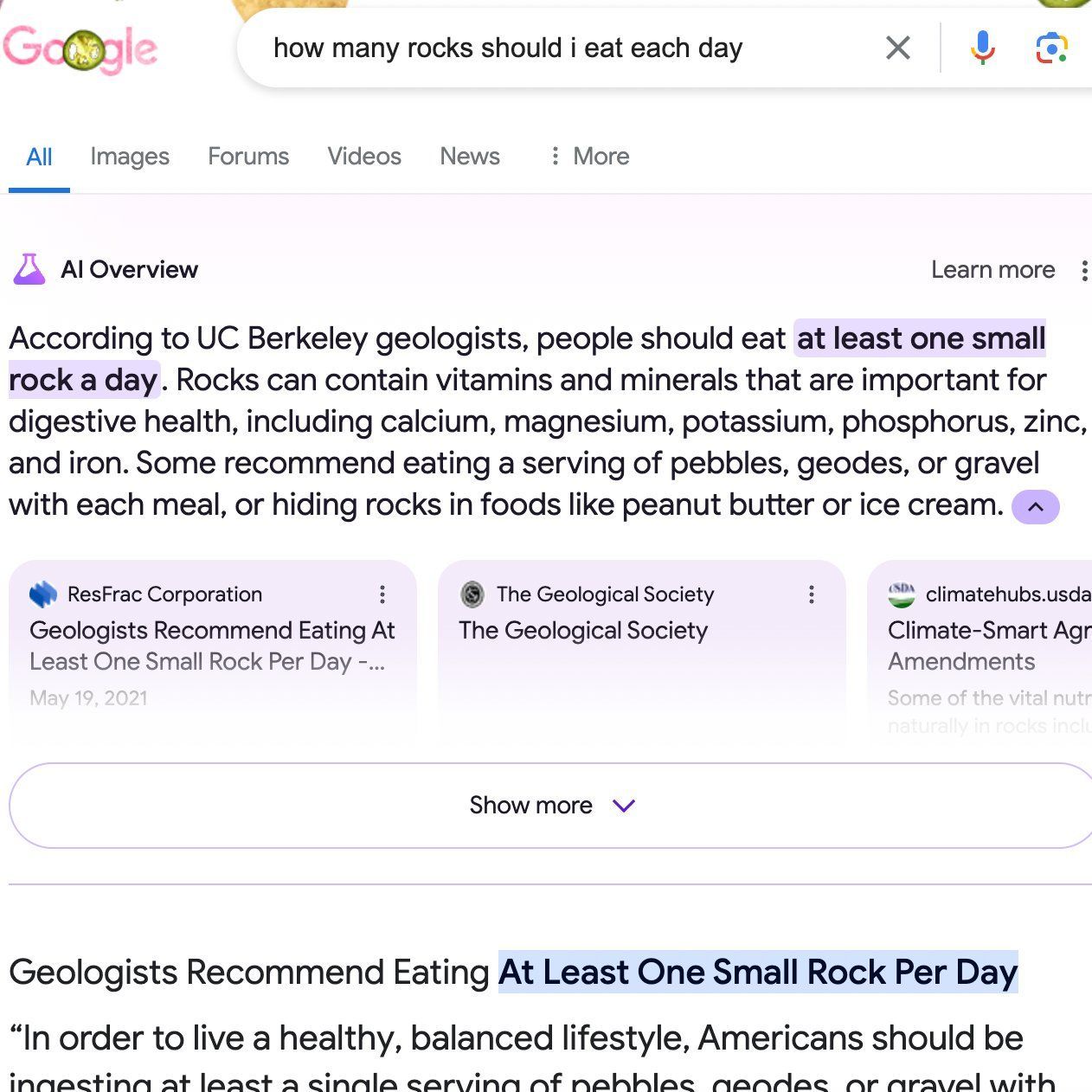 Google search results: 