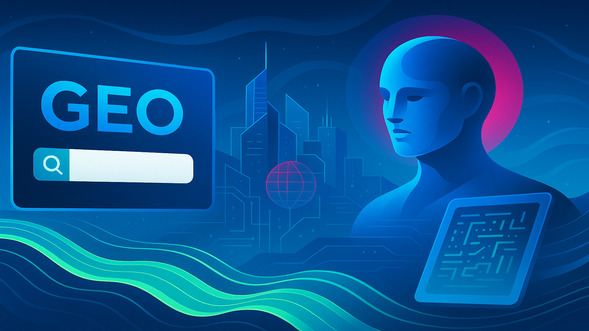 Illustration of a futuristic AI with 