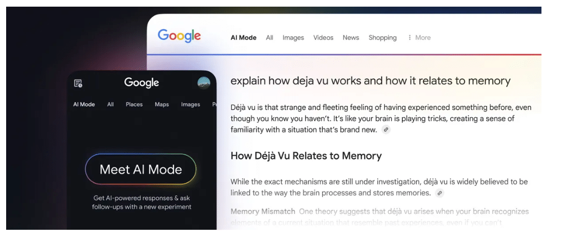 A Google webpage with a mobile phone displaying 
