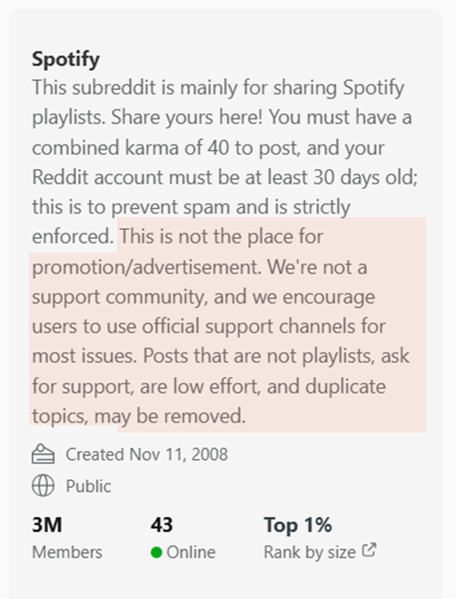 r/Spotify rules of engagement