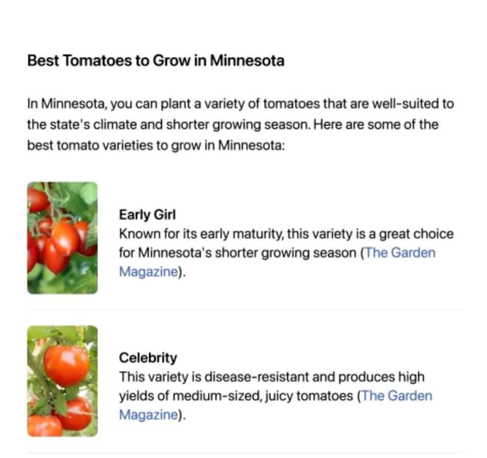 List of best tomatoes to grow in Minnesota, including Early Girl and Celebrity, with descriptions.