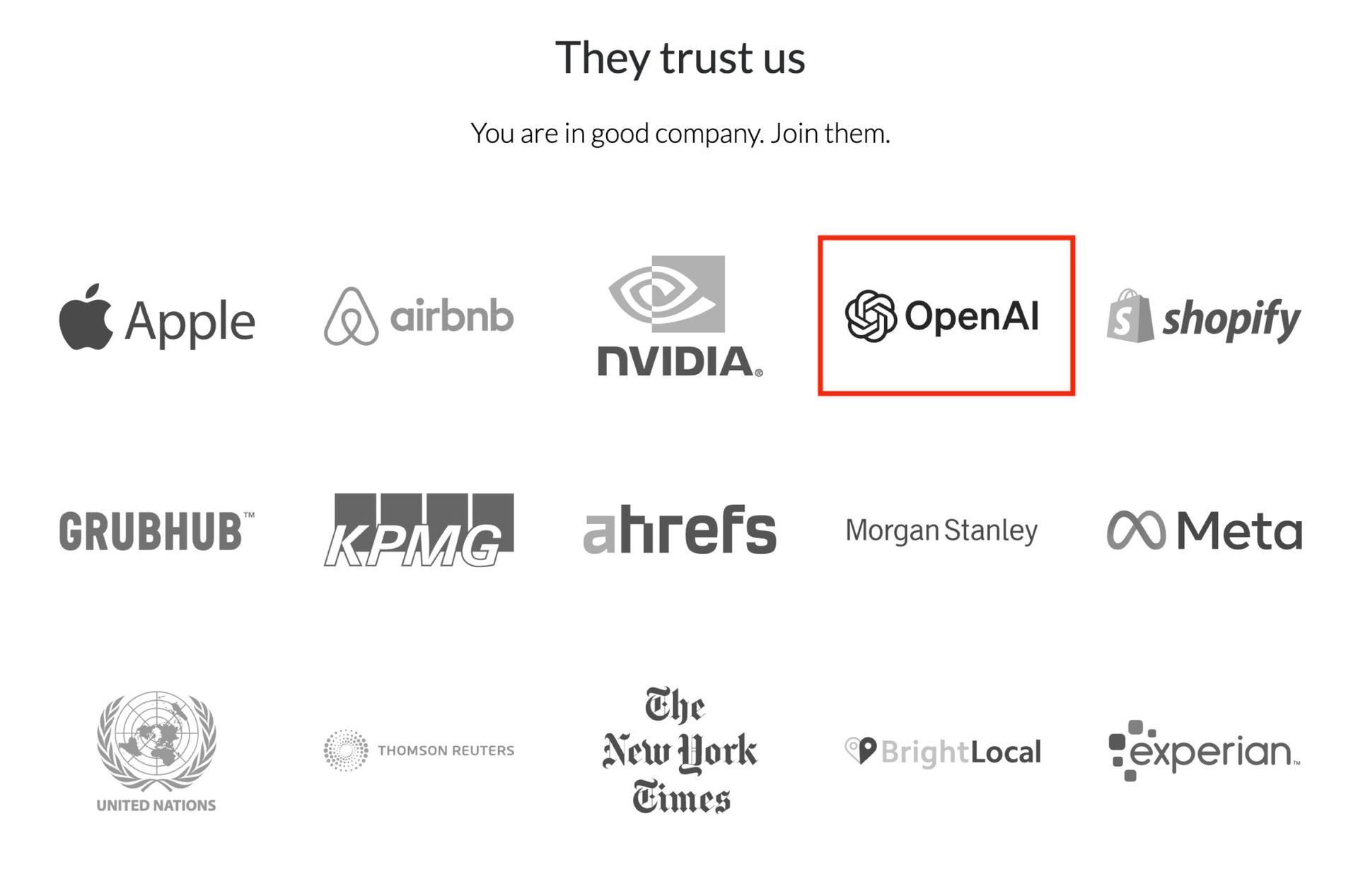Logos of companies including Apple, Airbnb, Nvidia, OpenAI, Shopify, and others, indicating trust.