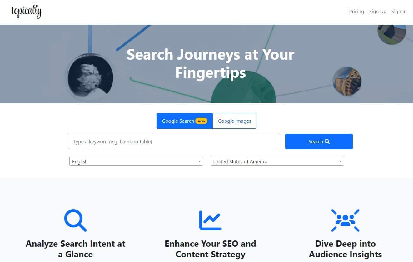 Website homepage with 