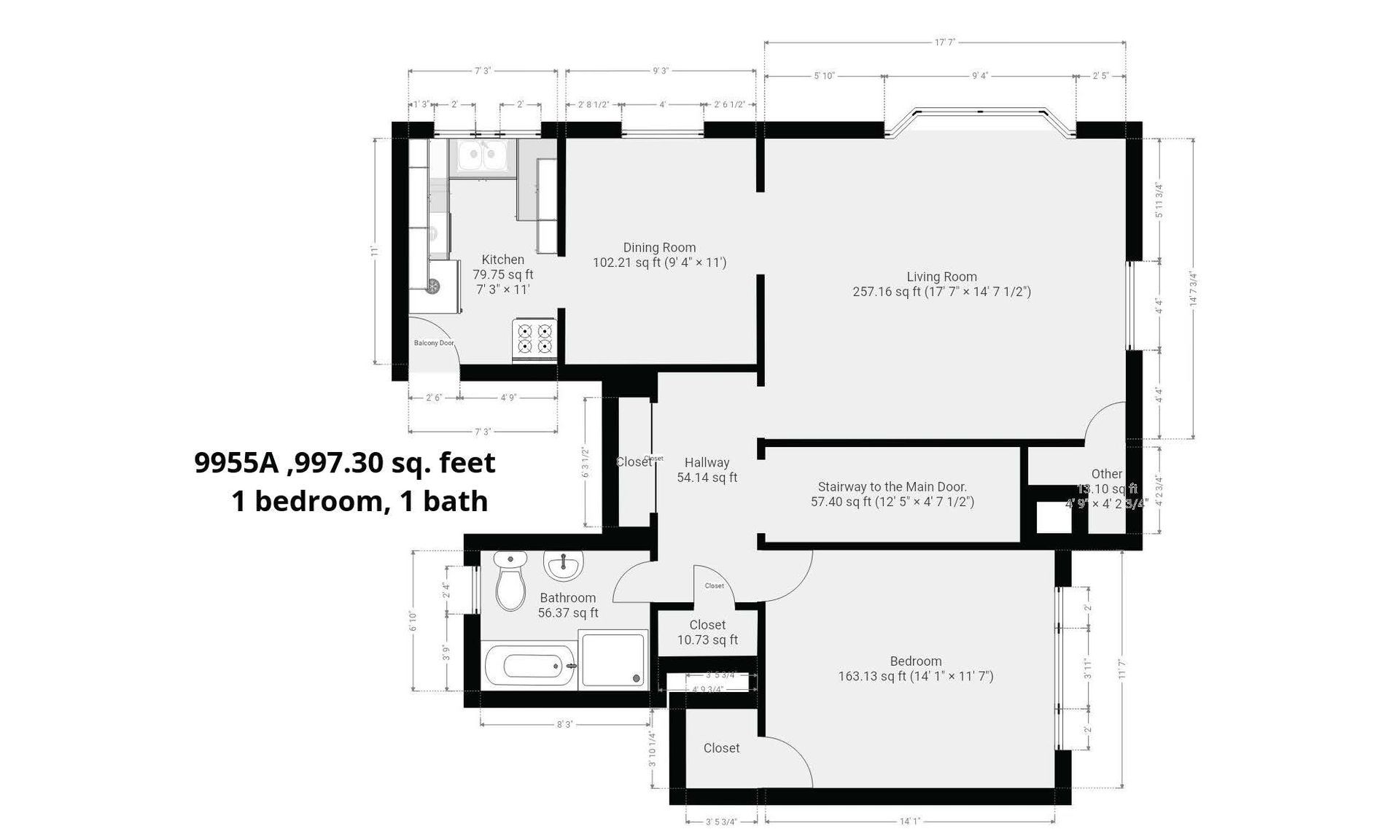 A black and white floor plan of a bedroom apartment