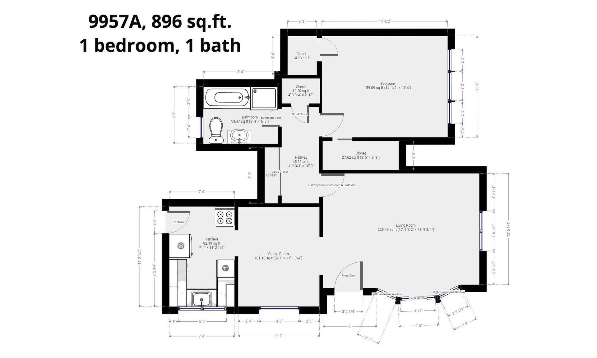 A black and white floor plan of a bedroom and bathroom