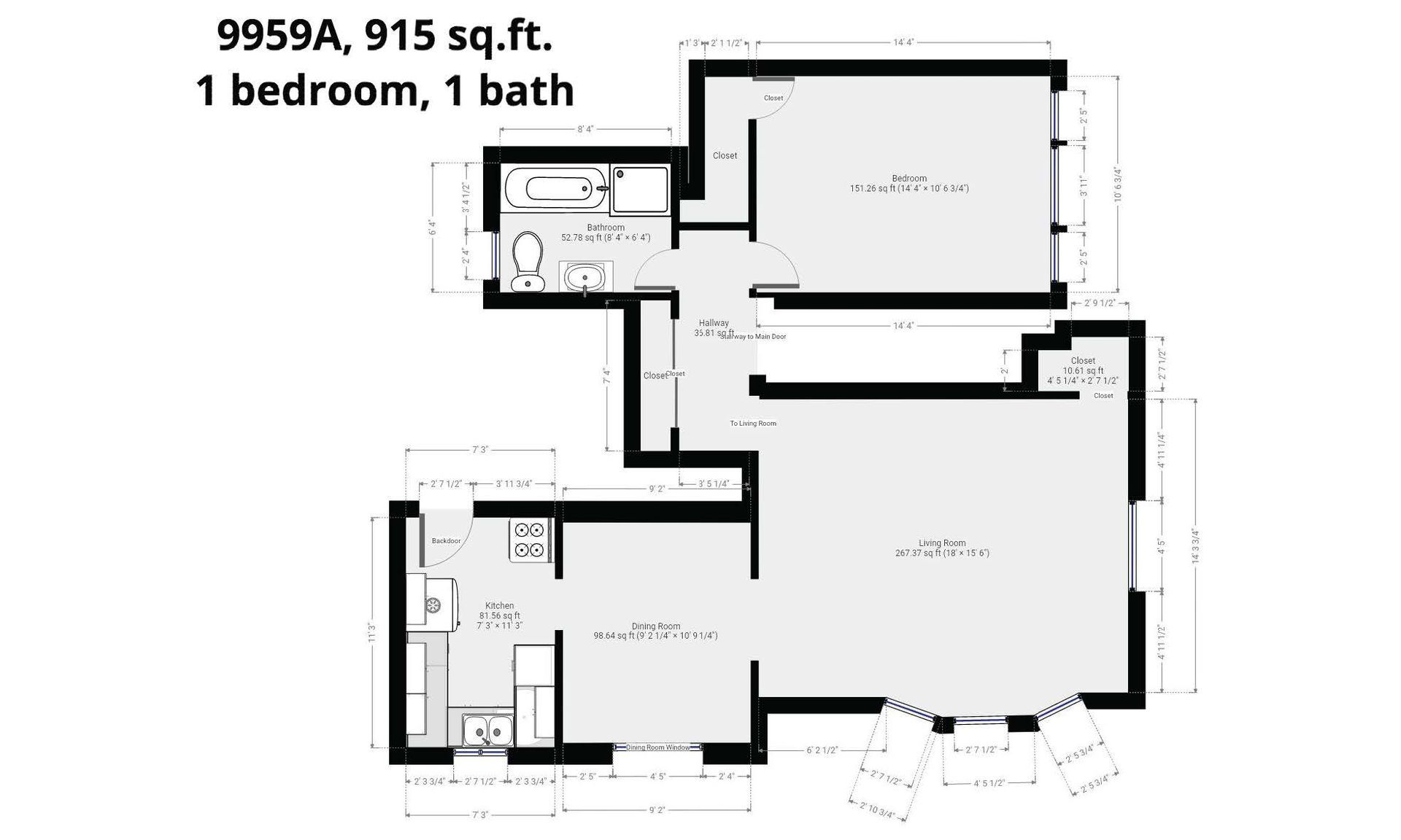 A black and white floor plan of a bedroom and bath