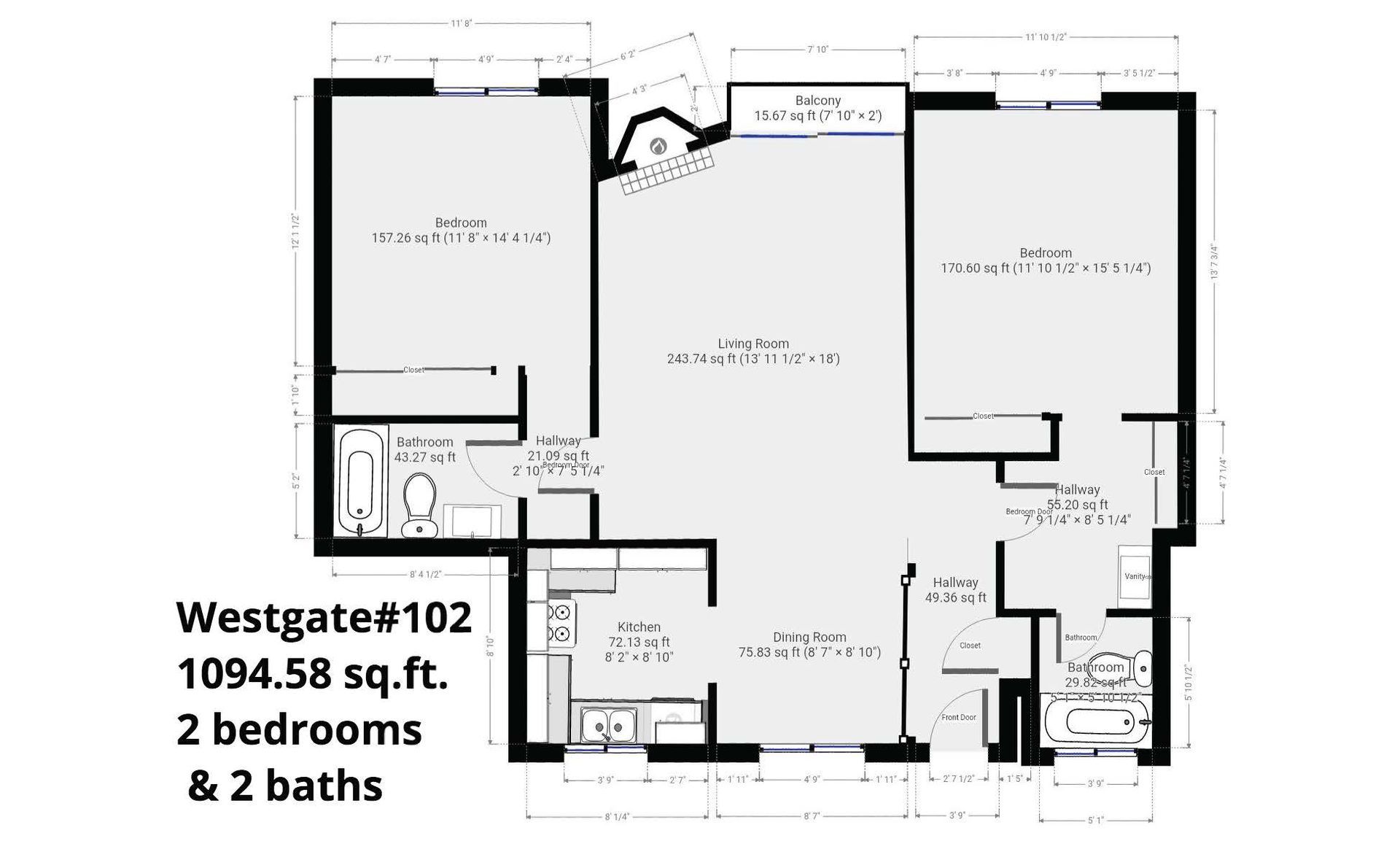 A black and white floor plan for westgate # 102