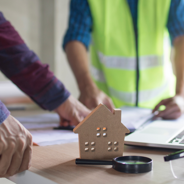 Home foundation inspection for cracks and settlement