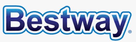 Logo Bestway in blu con bordo bianco.