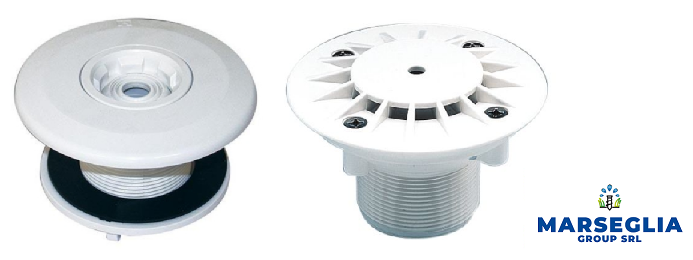 Lampadari da terrazza in plastica bianca, uno aperto che mostra i componenti interni, l'altro chiuso.