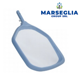 Retino skimmer per piscina blu con manico lungo.
