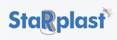 Logo Starplast con testo blu, una