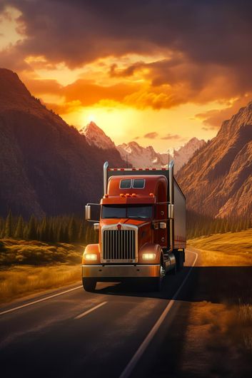 Red truck on the road