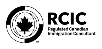 RCIC logo with maple leaf and circular black-and-white emblem, text: “Regulated Canadian Immigration Consultant”