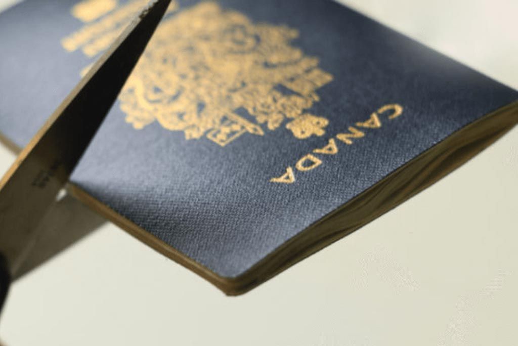 Blue Korean passport with gold emblem, partially opened on a light surface