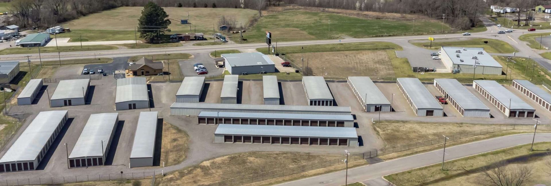 Aerial view of StorMark Self Storage on AR-22 in Dardanelle, Arkansas