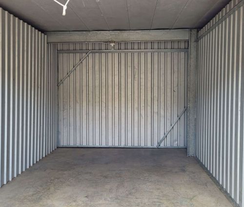 Interior of an empty storage unit at StorMark Self Storage on North Fayetteville Street in Asheboro, North Carolina