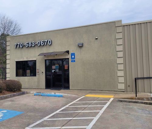 StorMark Self Storage office entrance on South Industrial Drive in Newnan, Georgia