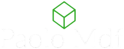 Logotipo de cubo con contorno verde sobre fondo blanco