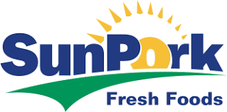 SunPork Fresh Foods logo in blue and green with yellow sun rays