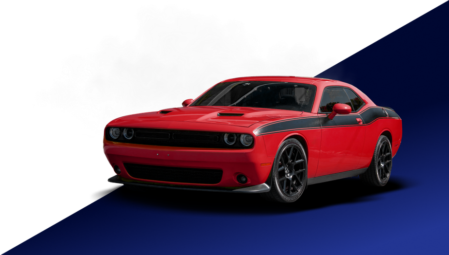 Red sports car on a white and blue diagonal background | A1 Auto Repair & Detail Center