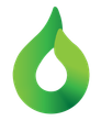 Green gradient water droplet leaf logo with a white center cutout
