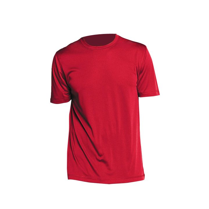 a red t-shirt with short sleeves on a white background