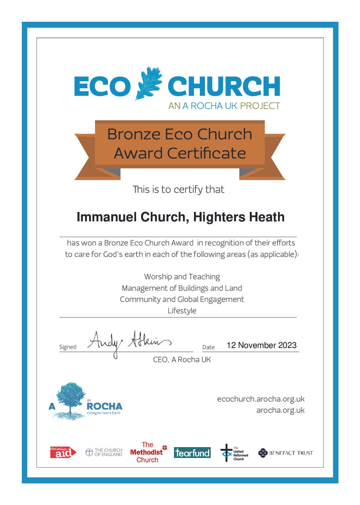 Bronze Certificate