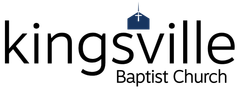 The logo for kingsville baptist church shows a church with a cross on top of it.