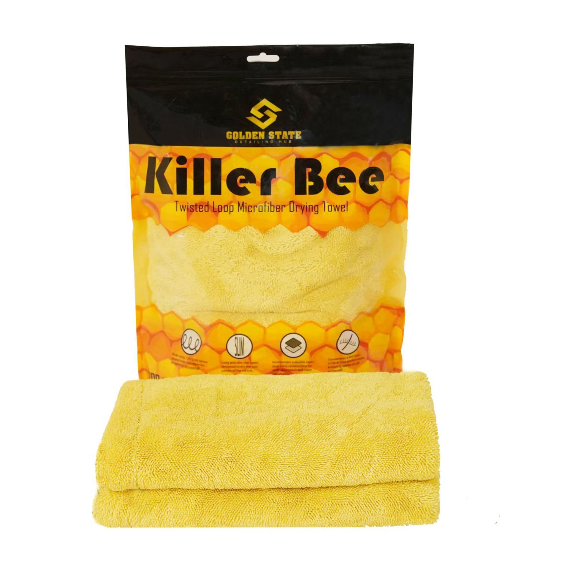 Killer Bee Twisted Loop Microfiber Drying Towel